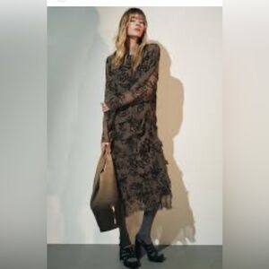 ZARA PRINTED RUFFLED DRESS ZW WOMAN COLLECTION, SIZE XL NWT!